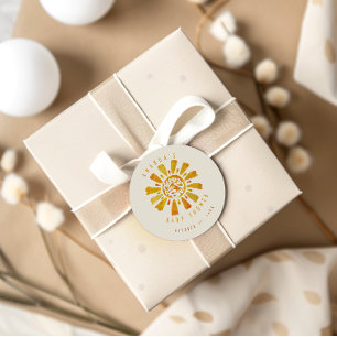 Watercolor Sun Baby Shower Thank You  Classic Round Sticker