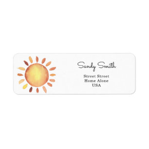 Watercolor Sun Return Address Label
