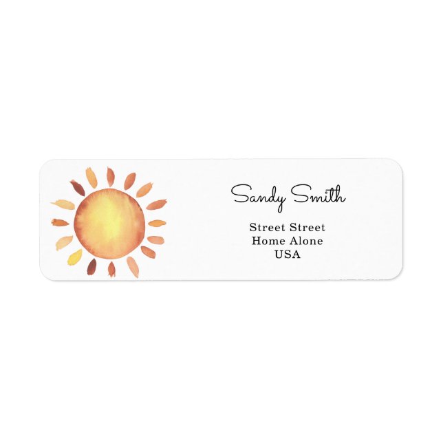 Watercolor Sun Return Address Label (Front)