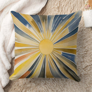 Watercolor Sunburst Flare Cushion