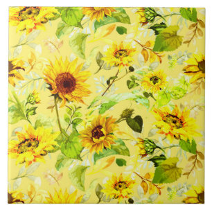 Watercolor Sunflower 2 Ceramic Tile