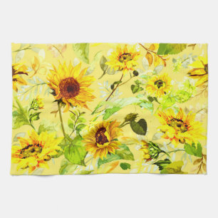 Watercolor Sunflower 2 Tea Towel