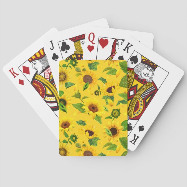 Watercolor Sunflower 3 Playing Cards (Back)