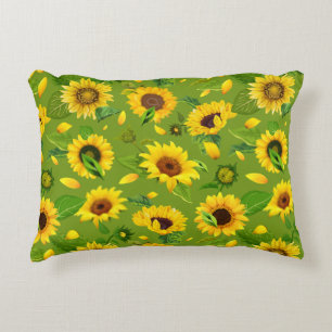 Watercolor Sunflower 4 Decorative Cushion