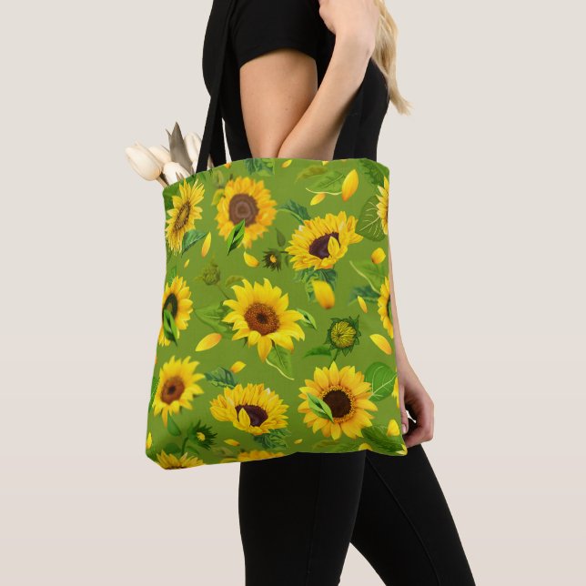 Watercolor Sunflower 4 Tote Bag (Close Up)