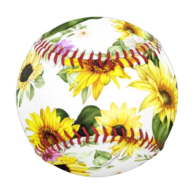 Watercolor Sunflower 7 Baseball (Front)