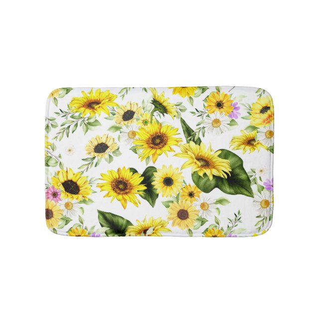 Watercolor Sunflower 7 Bath Mat (Front)