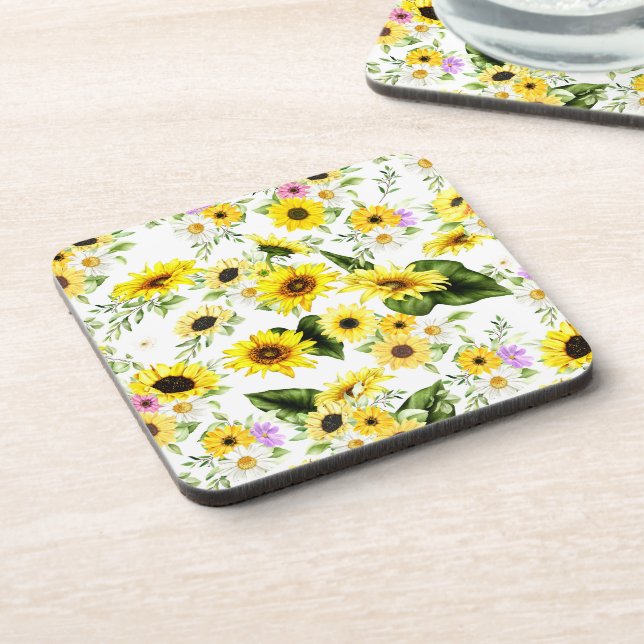 Watercolor Sunflower 7 Coaster (Left Side)