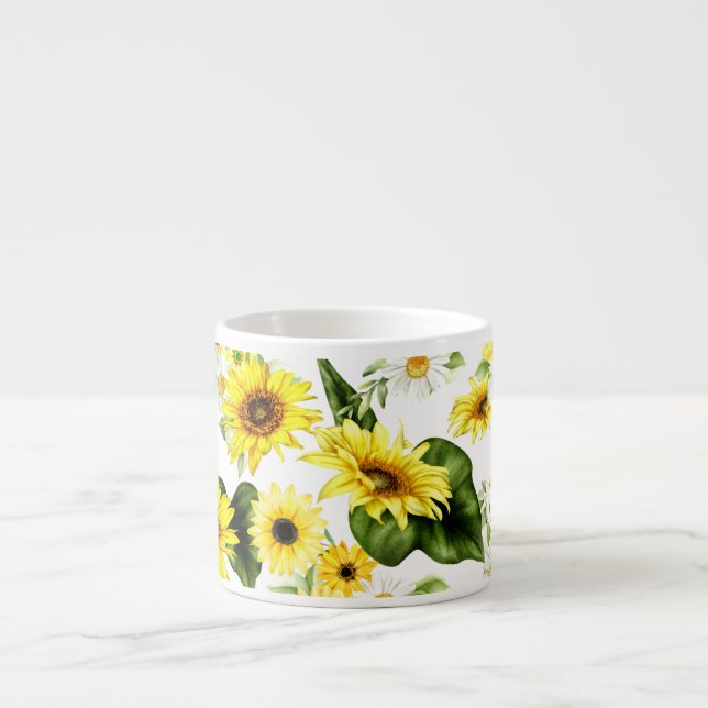 Watercolor Sunflower 7 Espresso Cup (Front)