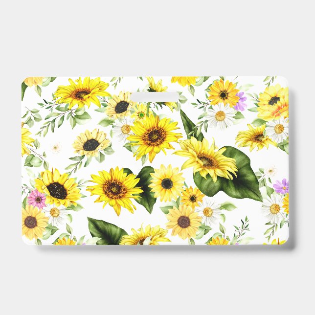 Watercolor Sunflower 7 ID Badge (Front)