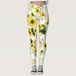 Watercolor Sunflower 7 Leggings
