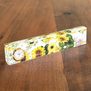 Watercolor Sunflower 7 Nameplate