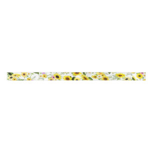Watercolor Sunflower 7 Satin Ribbon