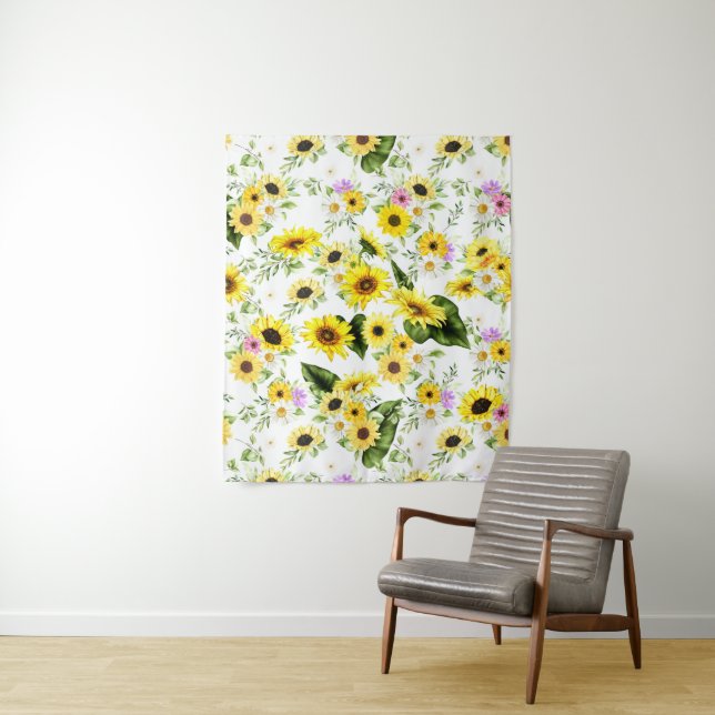 Watercolor Sunflower 7 Tapestry (In Situ)