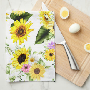 Watercolor Sunflower 7 Tea Towel