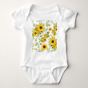 Watercolor Sunflower 8 Baby Bodysuit