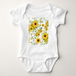 Watercolor Sunflower 8 Baby Bodysuit