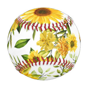 Watercolor Sunflower 8 Baseball