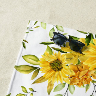 Watercolor Sunflower 8 Beach Towel