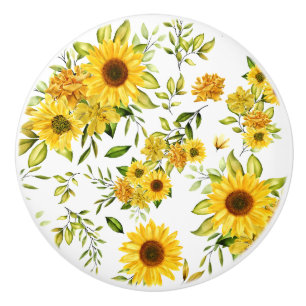 Watercolor Sunflower 8 Ceramic Knob