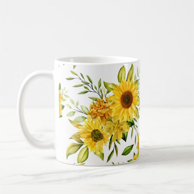 Watercolor Sunflower 8 Coffee Mug (Left)
