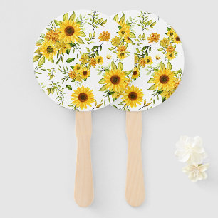 Watercolor Sunflower 8 Hand Fan