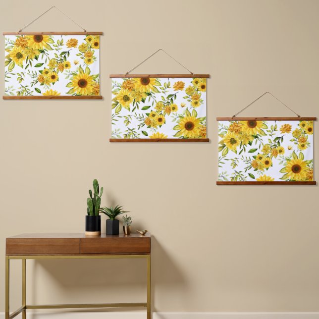Watercolor Sunflower 8 Hanging Tapestry (Asymmetrical)