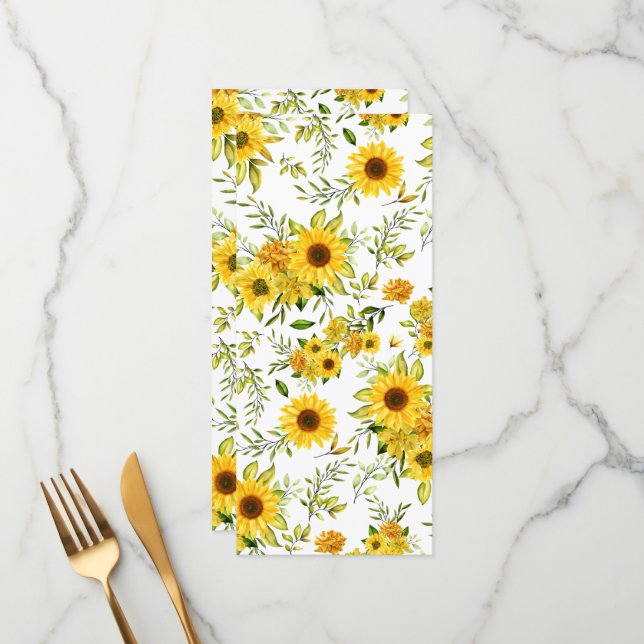 Watercolor Sunflower 8 Menu (Front/Back In Situ)