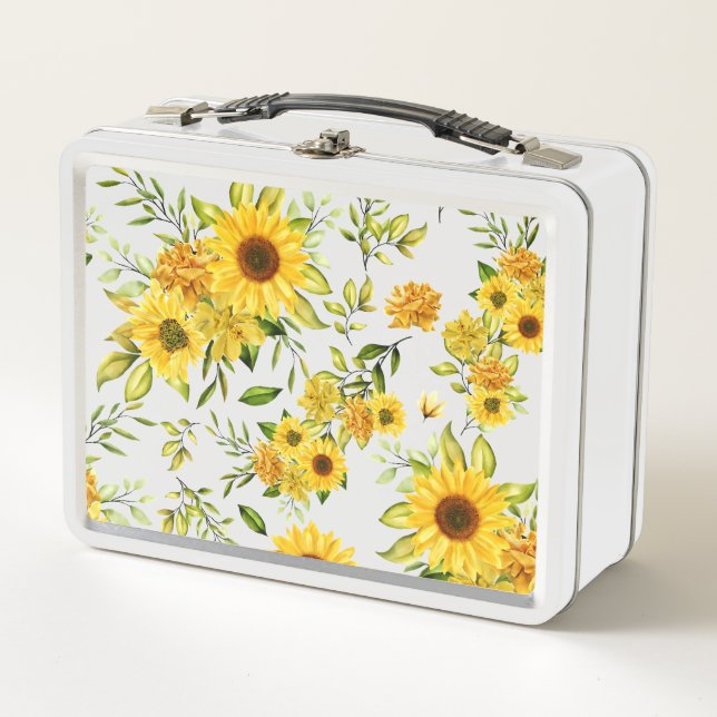Watercolor Sunflower 8 Metal Lunch Box (Front)