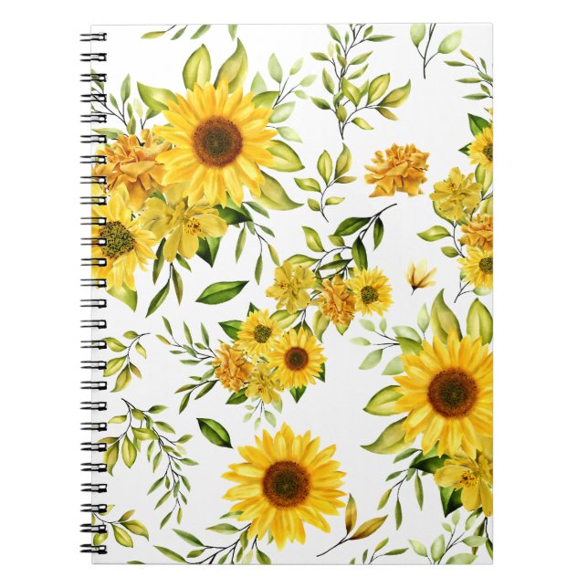 Watercolor Sunflower 8 Notebook (Front)