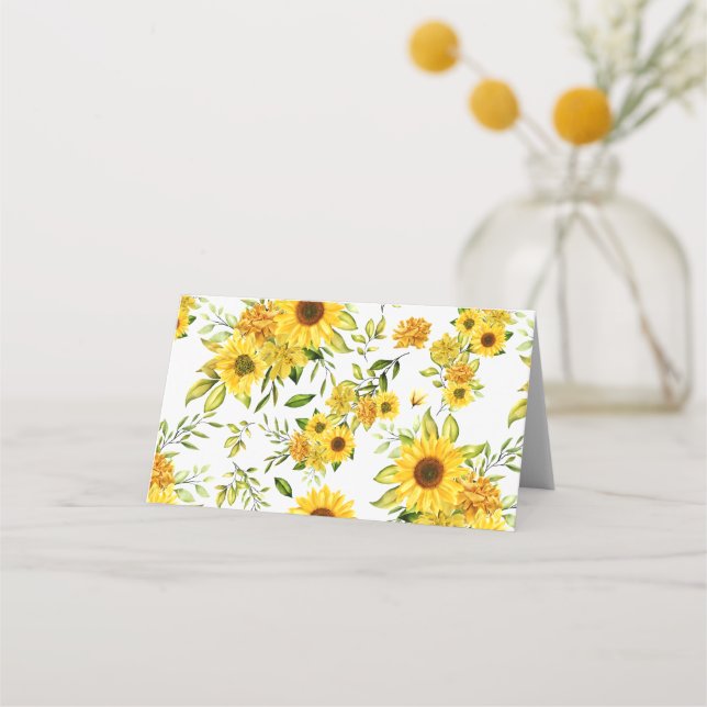 Watercolor Sunflower 8 Place Card (Back)