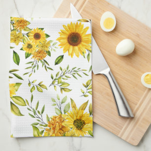 Watercolor Sunflower 8 Tea Towel