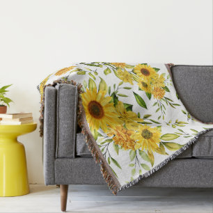 Watercolor Sunflower 8 Throw Blanket
