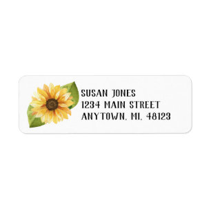 Watercolor Sunflower Address Labels Editable