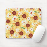 Watercolor Sunflower and Daisy  Mouse Pad<br><div class="desc">watercolor happy yellow sunflowers and daisy pattern</div>