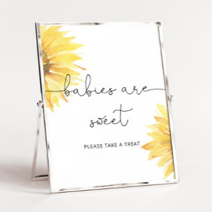 Watercolor sunflower Babies are sweet Poster