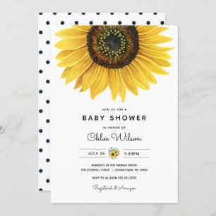 Watercolor Sunflower Baby Shower Invitation