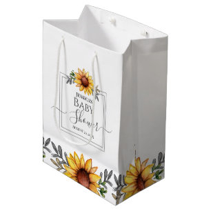 Watercolor Sunflower Baby Shower Medium Gift Bag