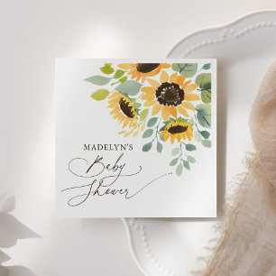 Watercolor Sunflower Baby Shower Napkin