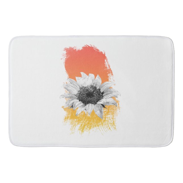 Watercolor Sunflower  Bath Mat (Front)