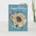 Watercolor Sunflower Birthday Card<br><div class="desc">A Gorgeous Sunflower Happy Birthday Card. This Birthday Card is a wonderful way to say "Happy Birthday" to someone special. It features the words a beautiful sunflower design on the front of the card and then beautiful sunflowers, flowers and words inside the card. The sunflower design was hand drawn and...</div>