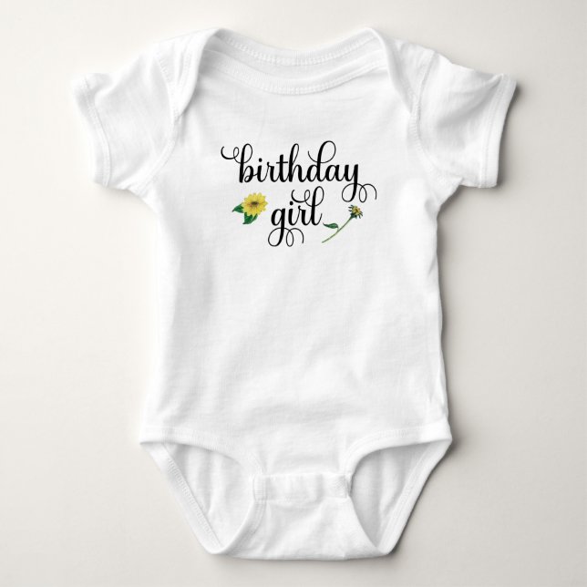 Watercolor Sunflower Birthday Girl Shirt (Front)