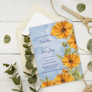 Watercolor Sunflower Boho Wedding Invitation