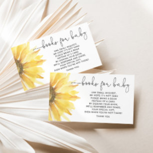 Watercolor sunflower books for baby ticket enclosure card