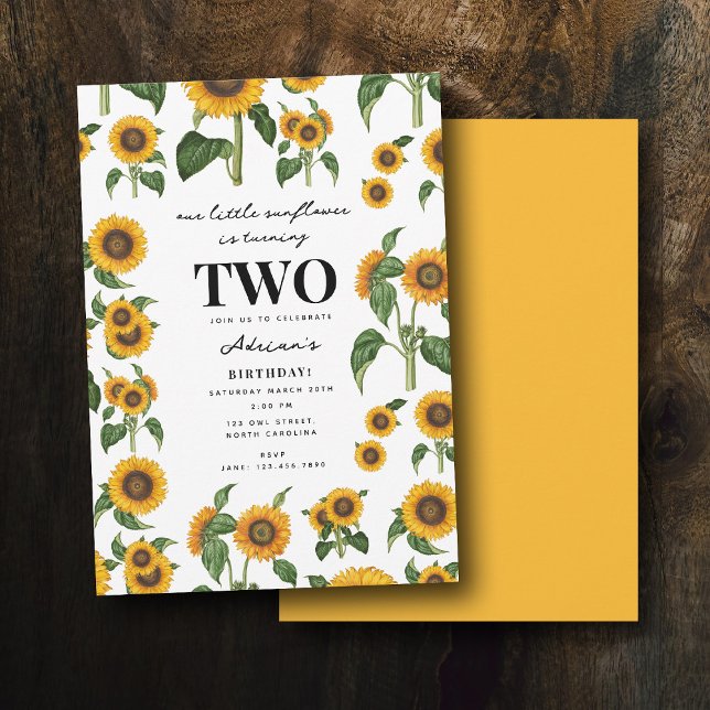 Watercolor Sunflower Botanical Foliage Birthday Invitation (Watercolor Sunflower Botanical Foliage Birthday Invitation)
