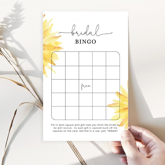 Watercolor sunflower bridal shower bingo game (Creator Uploaded)