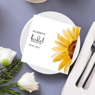 Watercolor Sunflower bridal shower napkins