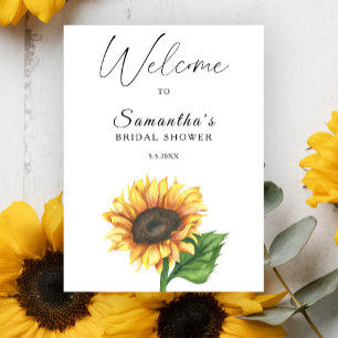 Watercolor sunflower Bridal shower welcome Poster