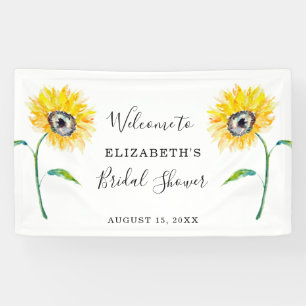 Watercolor Sunflower Bridal Shower Welcome Simple Banner