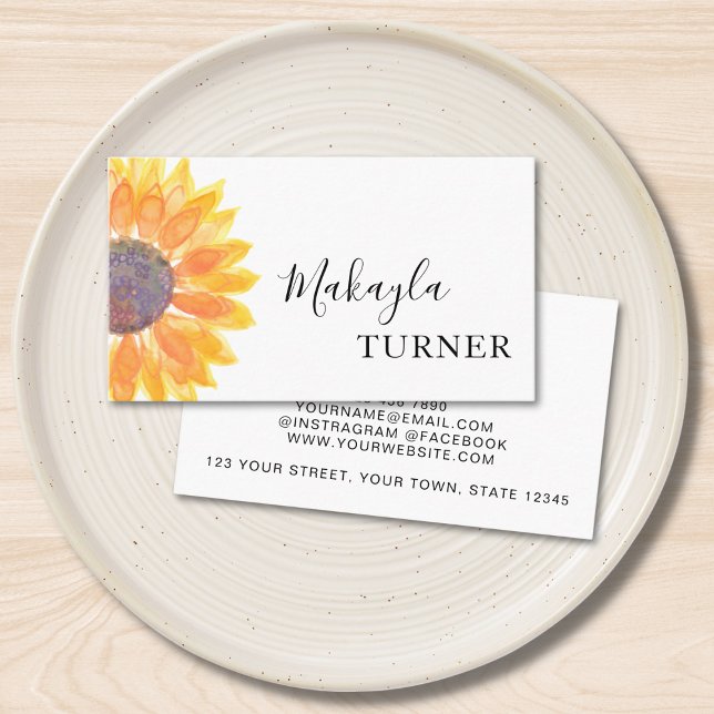 Watercolor Sunflower  Business Card (Creator Uploaded)